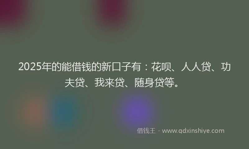 2025年的能借钱的新口子有：花呗、人人贷、功夫贷、我来贷、随身贷等。