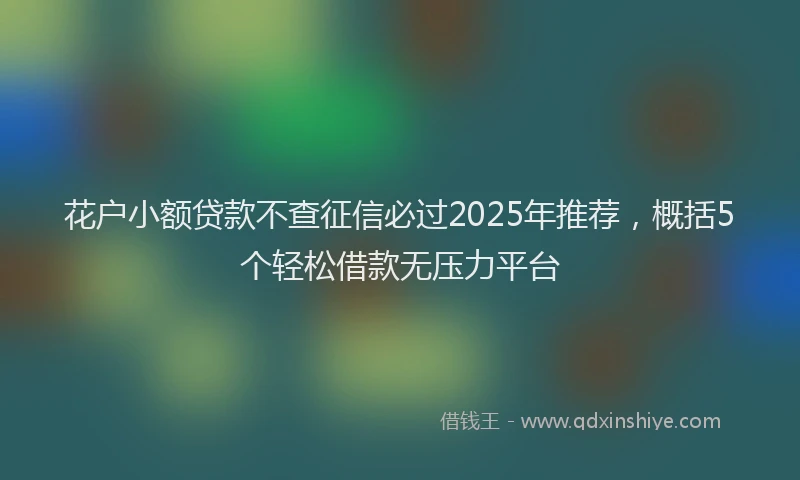 花户小额贷款不查征信必过2025年推荐，概括5个轻松借款无压力平台