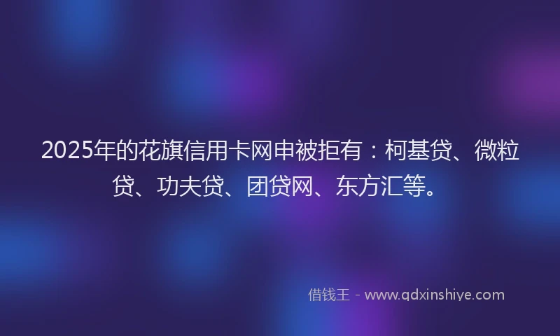2025年的花旗信用卡网申被拒有：柯基贷、微粒贷、功夫贷、团贷网、东方汇等。