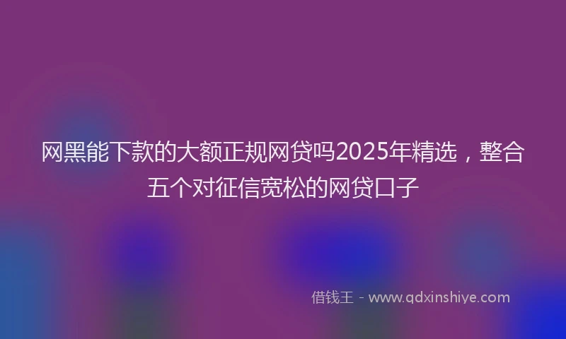 网黑能下款的大额正规网贷吗2025年精选，整合五个对征信宽松的网贷口子
