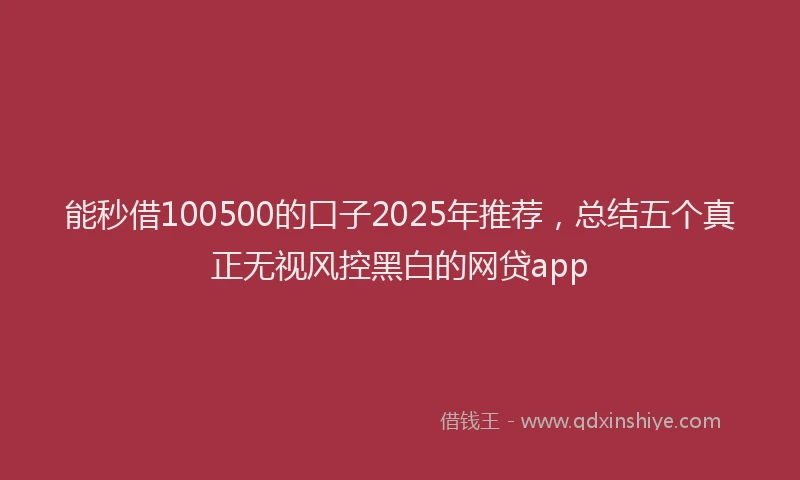 能秒借100500的口子2025年推荐，总结五个真正无视风控黑白的网贷app