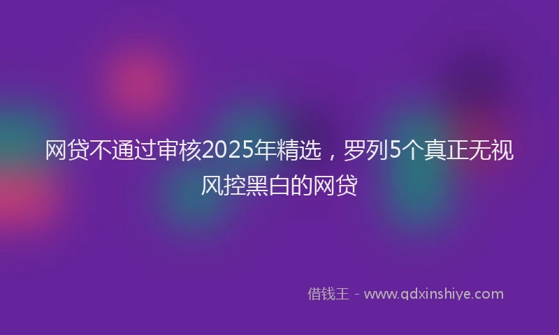 网贷不通过审核2025年精选，罗列5个真正无视风控黑白的网贷