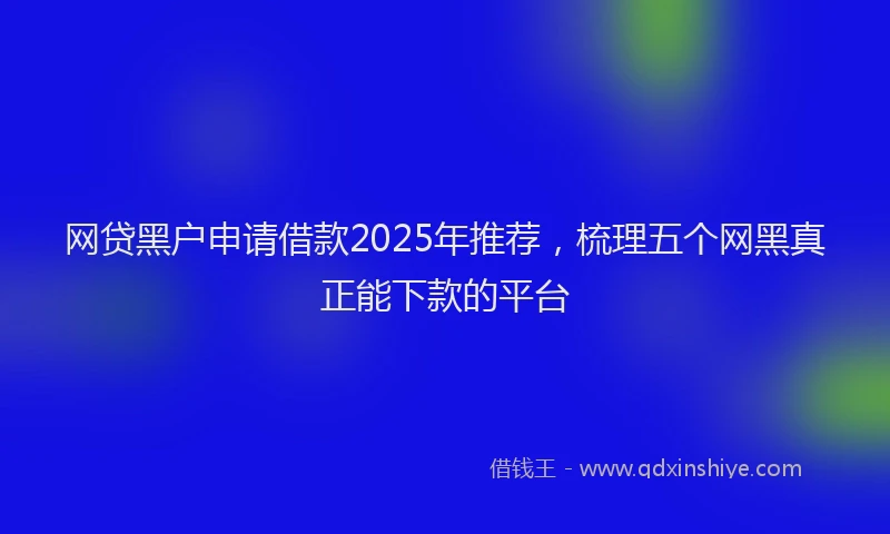 网贷黑户申请借款2025年推荐，梳理五个网黑真正能下款的平台