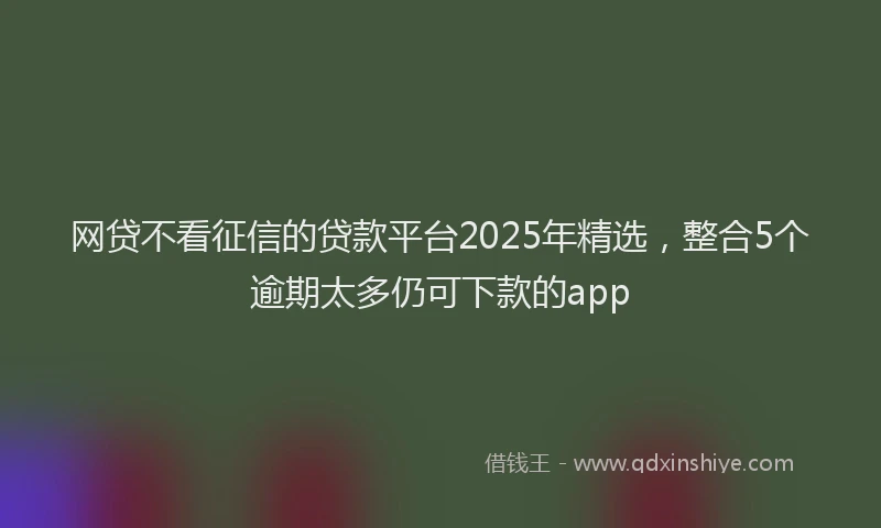 网贷不看征信的贷款平台2025年精选，整合5个逾期太多仍可下款的app