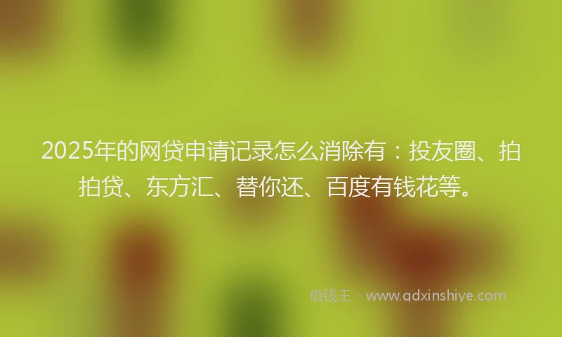 2025年的网贷申请记录怎么消除有：投友圈、拍拍贷、东方汇、替你还、百度有钱花等。