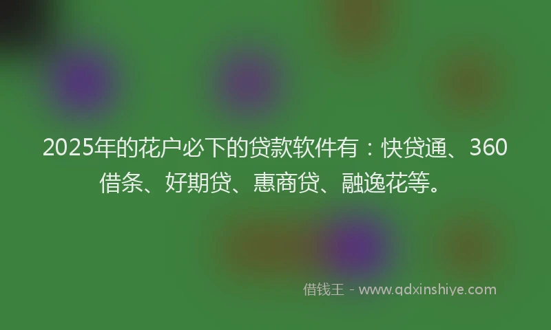 2025年的花户必下的贷款软件有：快贷通、360借条、好期贷、惠商贷、融逸花等。
