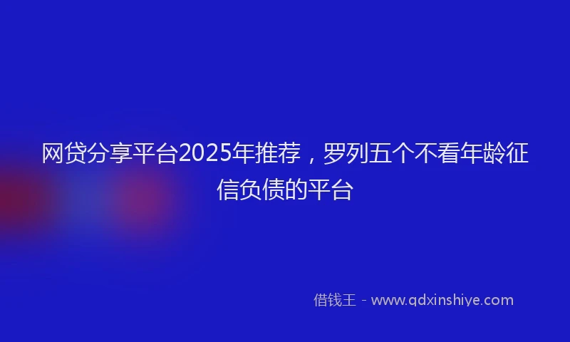 网贷分享平台2025年推荐，罗列五个不看年龄征信负债的平台