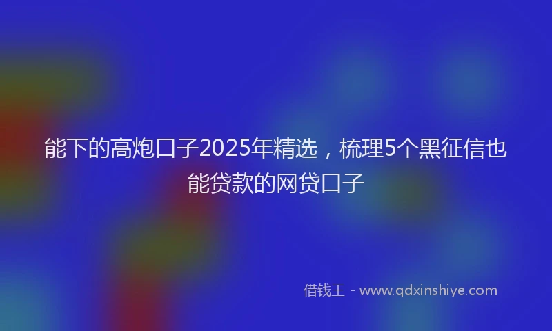 能下的高炮口子2025年精选，梳理5个黑征信也能贷款的网贷口子