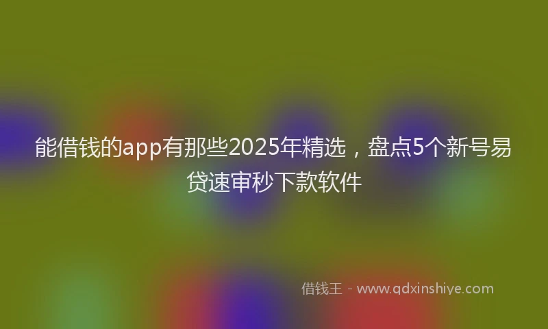 能借钱的app有那些2025年精选，盘点5个新号易贷速审秒下款软件