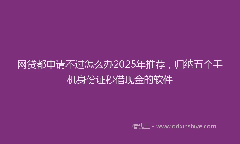 网贷都申请不过怎么办2025年推荐，归纳五个手机身份证秒借现金的软件