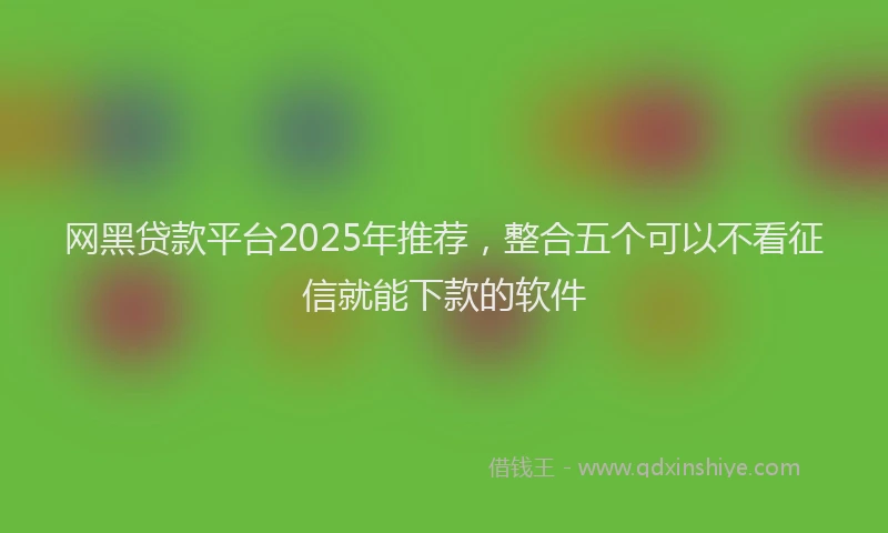 网黑贷款平台2025年推荐，整合五个可以不看征信就能下款的软件