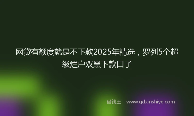 网贷有额度就是不下款2025年精选，罗列5个超级烂户双黑下款口子