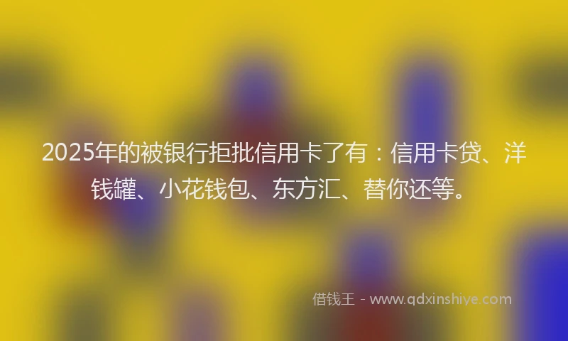 2025年的被银行拒批信用卡了有：信用卡贷、洋钱罐、小花钱包、东方汇、替你还等。