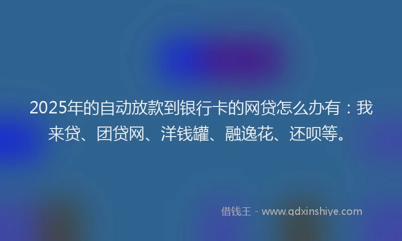 2025年的自动放款到银行卡的网贷怎么办有：我来贷、团贷网、洋钱罐、融逸花、还呗等。