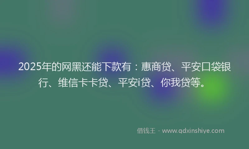 2025年的网黑还能下款有：惠商贷、平安口袋银行、维信卡卡贷、平安i贷、你我贷等。