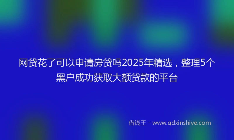 网贷花了可以申请房贷吗2025年精选，整理5个黑户成功获取大额贷款的平台