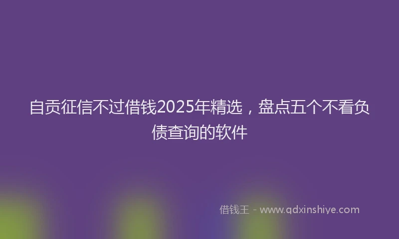 自贡征信不过借钱2025年精选，盘点五个不看负债查询的软件