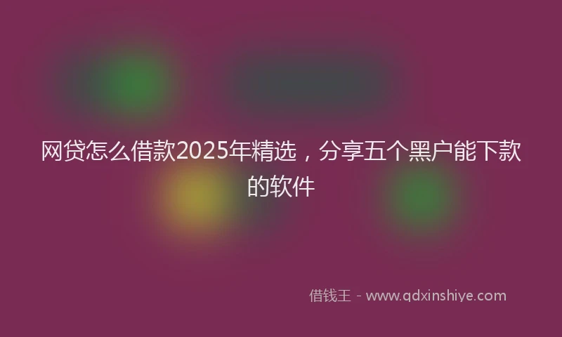 网贷怎么借款2025年精选，分享五个黑户能下款的软件