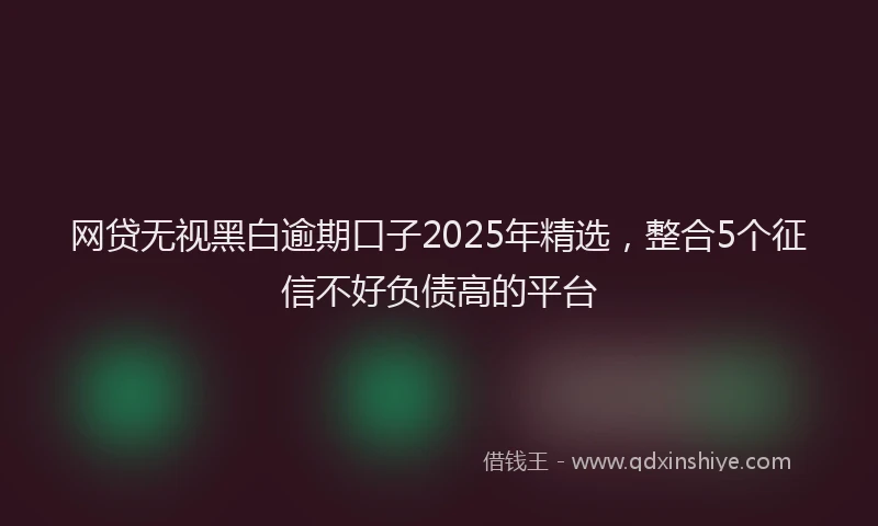 网贷无视黑白逾期口子2025年精选，整合5个征信不好负债高的平台