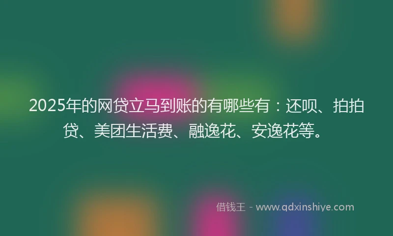 2025年的网贷立马到账的有哪些有：还呗、拍拍贷、美团生活费、融逸花、安逸花等。