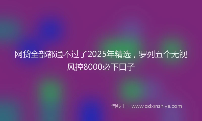 网贷全部都通不过了2025年精选，罗列五个无视风控8000必下口子
