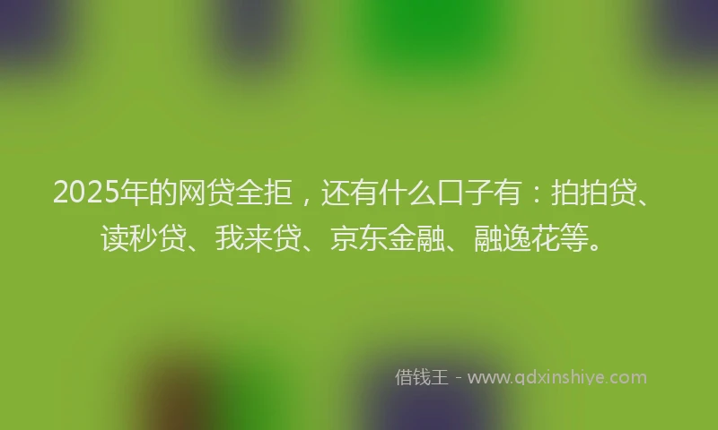 2025年的网贷全拒，还有什么口子有：拍拍贷、读秒贷、我来贷、京东金融、融逸花等。