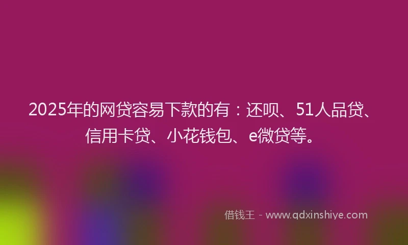 2025年的网贷容易下款的有：还呗、51人品贷、信用卡贷、小花钱包、e微贷等。