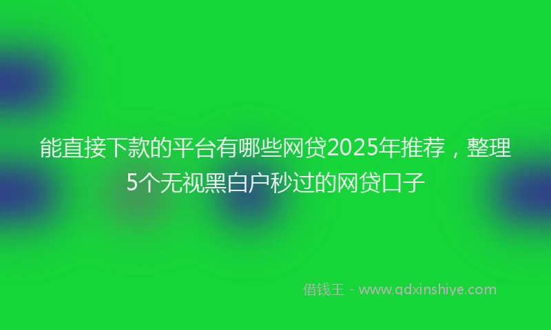 能直接下款的平台有哪些网贷2025年推荐，整理5个无视黑白户秒过的网贷口子