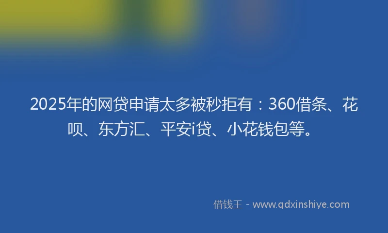 2025年的网贷申请太多被秒拒有：360借条、花呗、东方汇、平安i贷、小花钱包等。