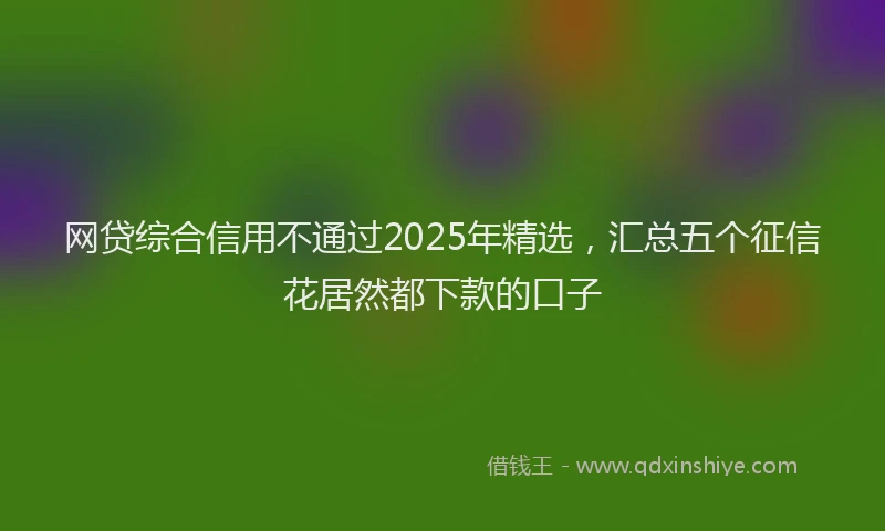 网贷综合信用不通过2025年精选，汇总五个征信花居然都下款的口子