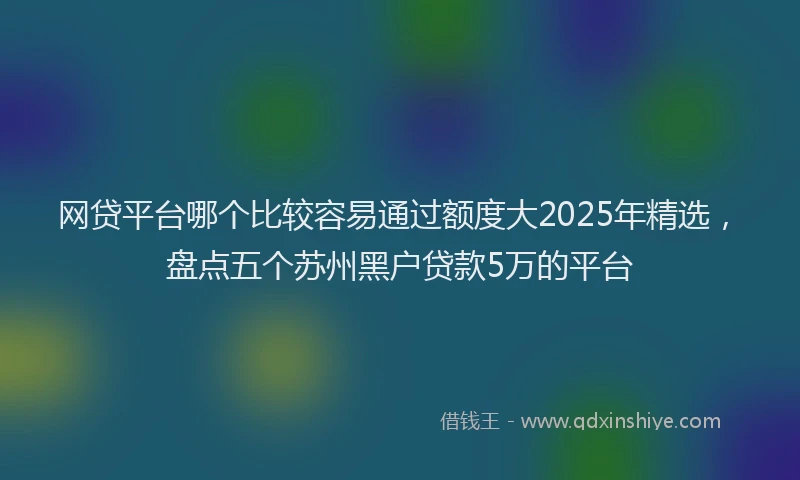 网贷平台哪个比较容易通过额度大2025年精选，盘点五个苏州黑户贷款5万的平台