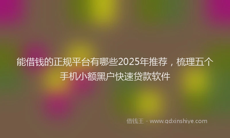 能借钱的正规平台有哪些2025年推荐，梳理五个手机小额黑户快速贷款软件
