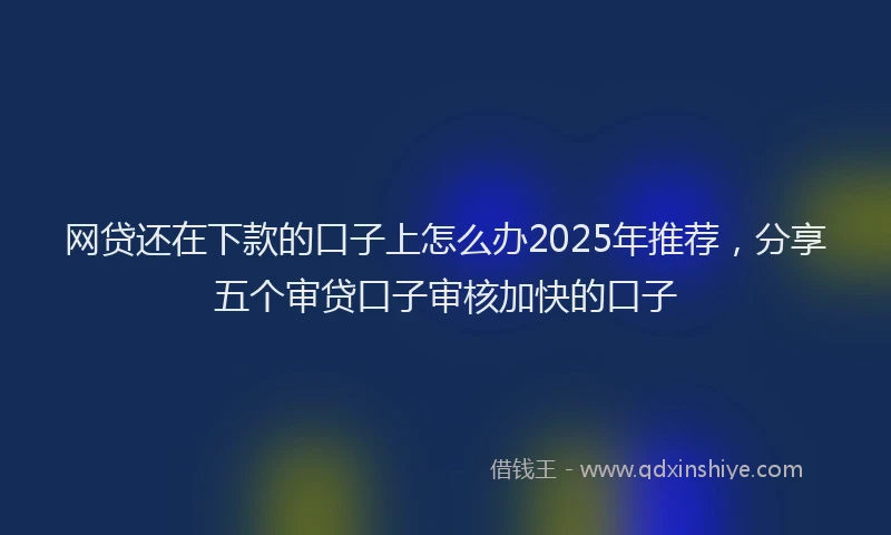 网贷还在下款的口子上怎么办2025年推荐，分享五个审贷口子审核加快的口子