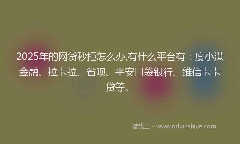 2025年的网贷秒拒怎么办,有什么平台有：度小满金融、拉卡拉、省呗、平安口袋银行、维信卡卡贷等。