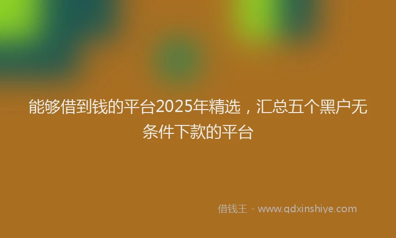 能够借到钱的平台2025年精选，汇总五个黑户无条件下款的平台