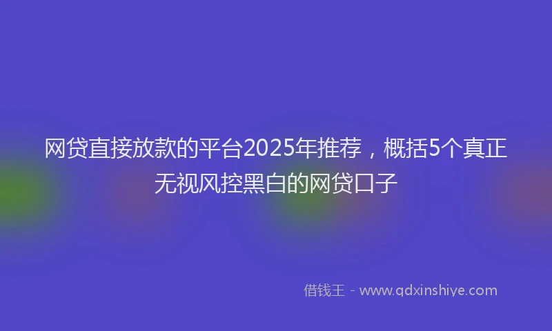 网贷直接放款的平台2025年推荐，概括5个真正无视风控黑白的网贷口子