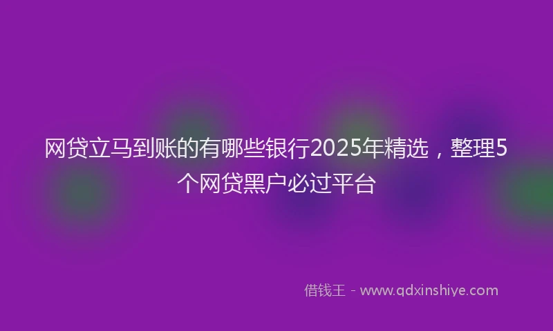 网贷立马到账的有哪些银行2025年精选，整理5个网贷黑户必过平台