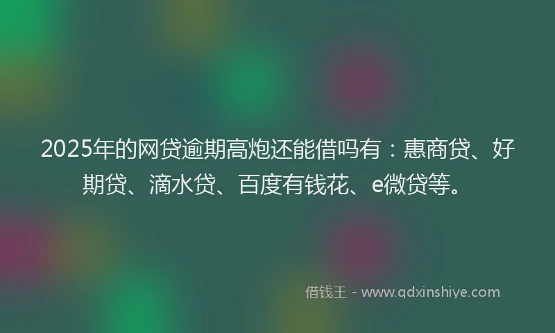 2025年的网贷逾期高炮还能借吗有：惠商贷、好期贷、滴水贷、百度有钱花、e微贷等。