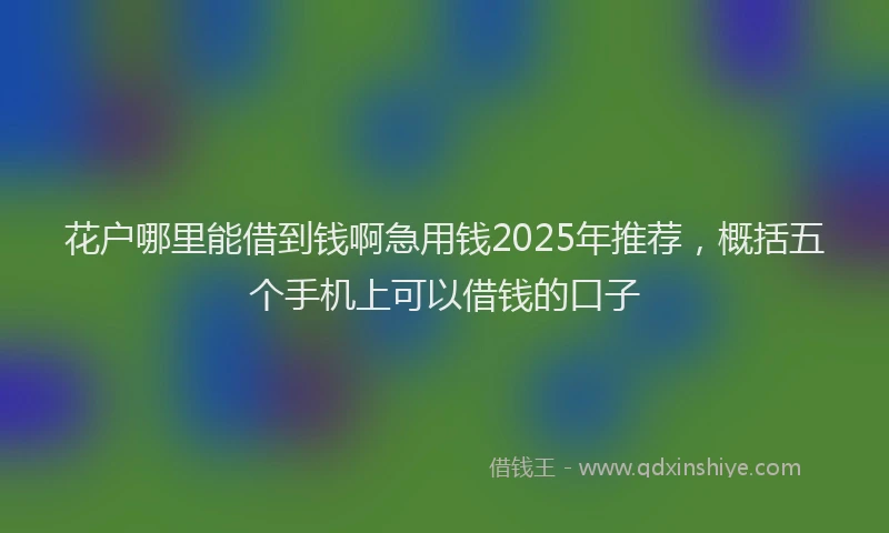 花户哪里能借到钱啊急用钱2025年推荐，概括五个手机上可以借钱的口子