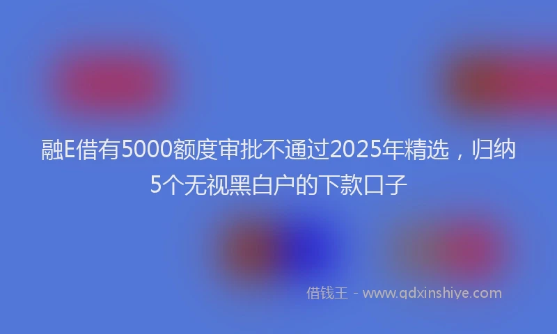 融E借有5000额度审批不通过2025年精选，归纳5个无视黑白户的下款口子