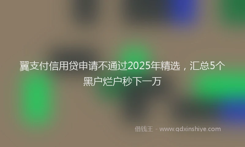 翼支付信用贷申请不通过2025年精选，汇总5个黑户烂户秒下一万