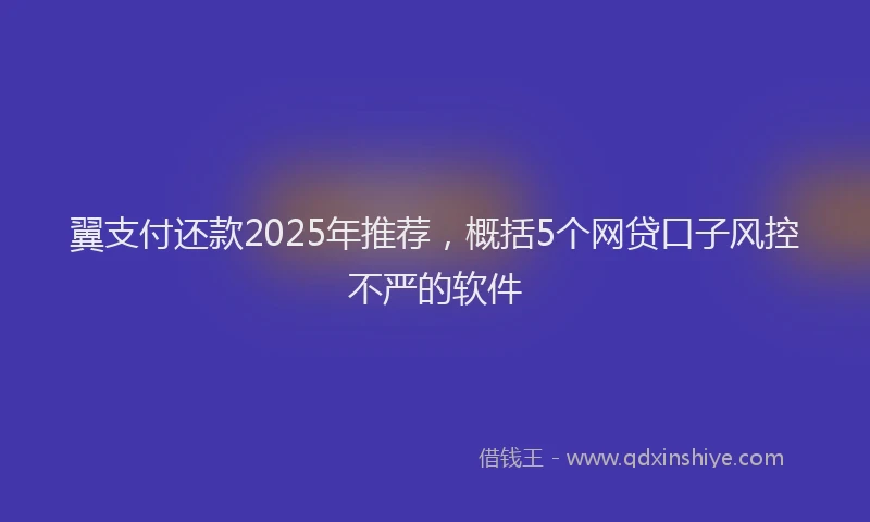 翼支付还款2025年推荐，概括5个网贷口子风控不严的软件