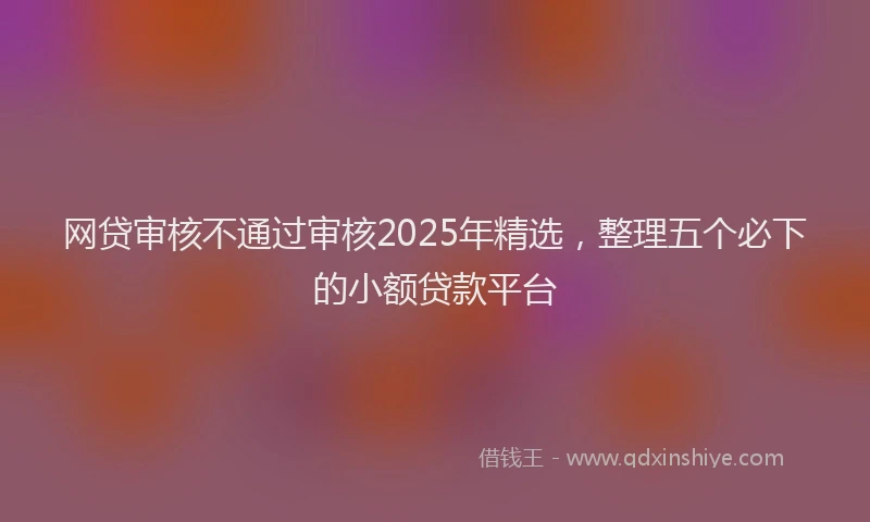 网贷审核不通过审核2025年精选，整理五个必下的小额贷款平台