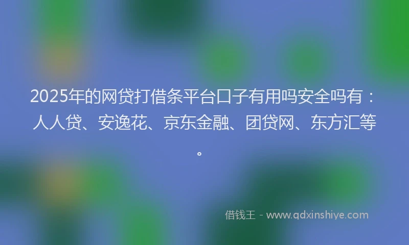 2025年的网贷打借条平台口子有用吗安全吗有：人人贷、安逸花、京东金融、团贷网、东方汇等。