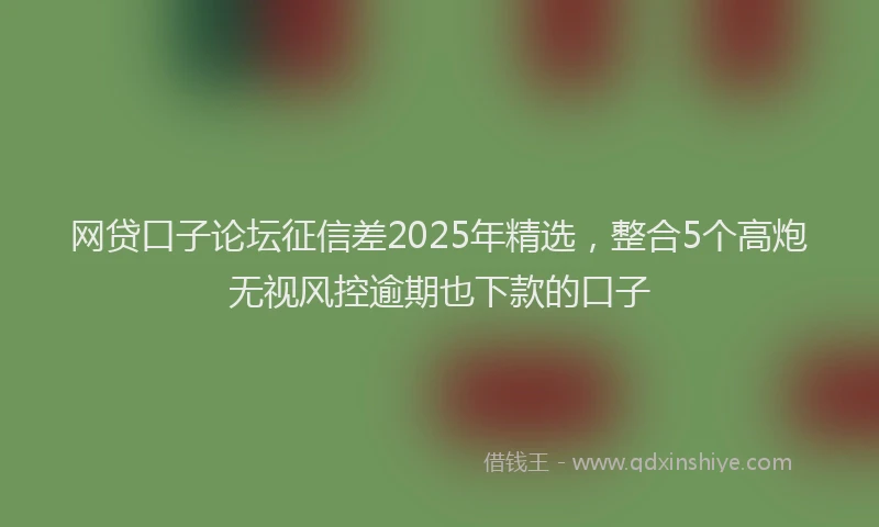 网贷口子论坛征信差2025年精选，整合5个高炮无视风控逾期也下款的口子