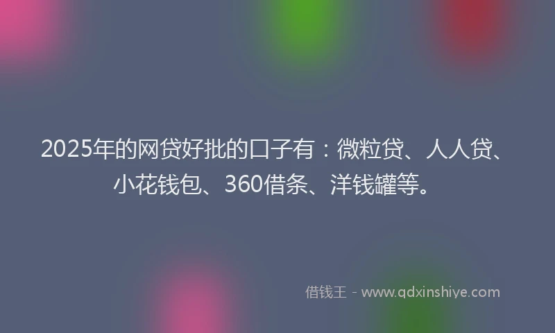 2025年的网贷好批的口子有：微粒贷、人人贷、小花钱包、360借条、洋钱罐等。
