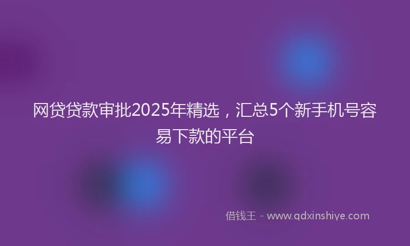 网贷贷款审批2025年精选，汇总5个新手机号容易下款的平台