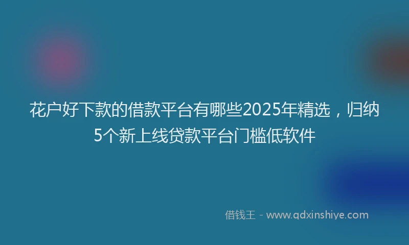 花户好下款的借款平台有哪些2025年精选，归纳5个新上线贷款平台门槛低软件