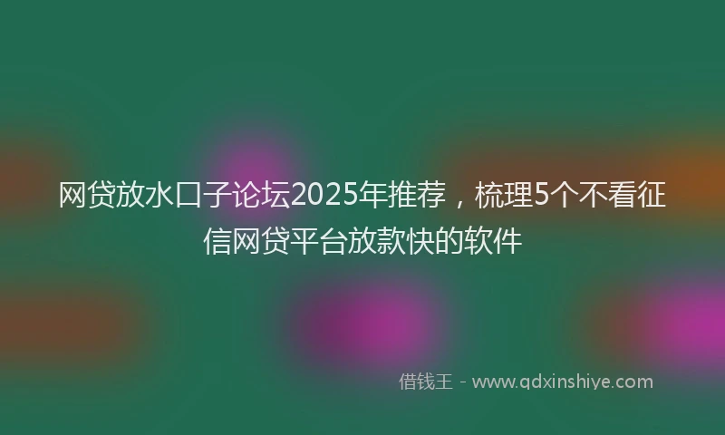 网贷放水口子论坛2025年推荐，梳理5个不看征信网贷平台放款快的软件