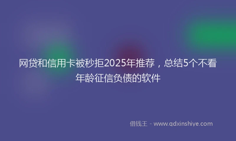 网贷和信用卡被秒拒2025年推荐，总结5个不看年龄征信负债的软件